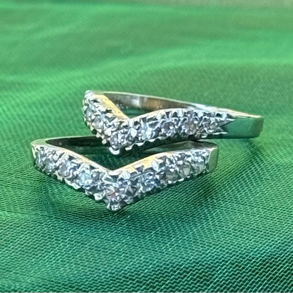 Vintage 14k White Gold .75ct Diamond Wedding Enhancer Set